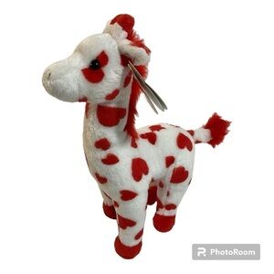 Ty SMOOTHIE -White/Red Hearts Valentine’s Giraffe 6” Beanie Baby! *Retir…